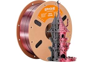 Filamento PLA bicolore doppio ERYONE 1,75 mm, filamento stampante 3D, bobina da 1 kg +/- 0,03 mm, seta nero rosso 1