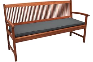 Beautissu Cojines para Bancos de jardín Loft BK colchoneta Asiento Bancos - Gris Grafito - 150x48x5cm - Acolchados Elegantes