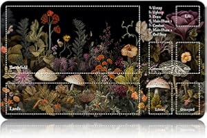 CAPAUNVDA for MTG Game Playmat, for Magic TCG Rubber Play mat,Tabletop Card Playmats with Smooth Surface,Trading Card Inked Game Mat with Zones,Battle Game,Wildflower Mushroom