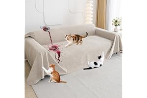 Loiion Protector Sofá Arañazo, Funda Sofá 2 Plazas, Funda Impermeable, Rascador Sofá, Protector Sofá para Mascotas, Antideslizante Antimanchas, Caqui 300x180cm