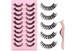 CICIING 10 par sztucznych rzęs 3D, naturalne sztuczne rzęsy z klipsem do rzęs, D Curl Russian Strip Lashes Wispy Fluffy Lashes do makijażu oczu (B)