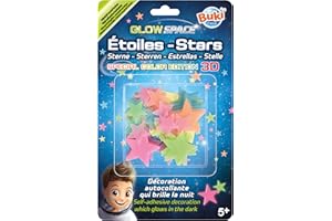 Buki France 50 Stelle Fosforescenti Adesive – Decorazione per Muro e Soffitto della Cameretta – Brillano Fino a 1 Ora Dopo 1 Minuto di Esposizione alla Luce – dai 5 Anni - SB50