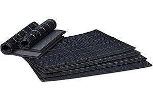 ‎RELAXDAYS Relaxdays Tischset 6 teilig, Platzdeckchen, Bambus, rutschhemmende Unterseite, 30 x 45 cm, 6er Platzset, 6 Tischmatten, abwischbar, schwarz