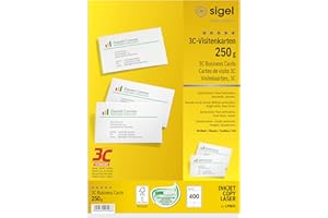 SIGEL Lp801 Lot de 400 Cartes de Visite Imprimables, 3C, 8,5 X 5,5 cm, 250 G