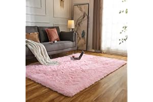 Evitany Rugs Living Room, Non Slip Non Shedding Carpet, Ultra Soft Large Rectangular Rug, Washable Fluffy Rugs for Bedroom,Area Rugs Living Room,Dining Room Carpet (Pink,120x160 cm