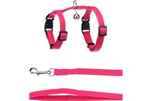 Imbracatura con Guinzaglio Flamingo Lomi – Fuchsia | Per Gattini (Kitten) | A: 15-22 cm, B: 20-30 cm, C: 120 cm x 10 mm x 2 mm – Morbida, Sicura, Regolabile e Leggera