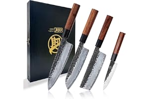 MITSUMOTO SAKARI 4 Delad Japansk Knivset, Handsmidda Köksknivar