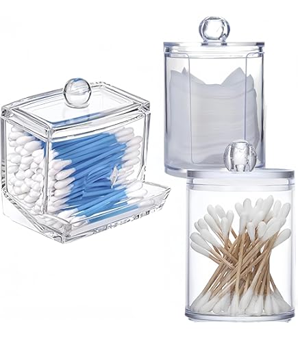 Porta Cotone IDesign - Organizer Cilindrico Con Coperchio Per Bagno, Nero, 8x13 Cm