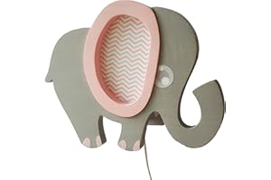 ‎CLEVERE KIDS BABY-COLLECTION Clevere Kids Kinder-Wandlampe Alle meine Tiere | Handarbeit aus der EU | hochwertige Leselampe, Nachtlicht aus Holz | E14 (Elefant rosa)