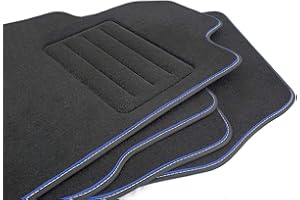 MOTOHOBBY Poliamidowe welurowe dywaniki samochodowe z niebieską lamówką do Volvo V40 (2012-2019)