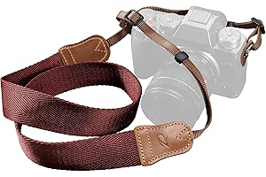 Padwa Lifestyle Correa para cámara - 1.5" de ancho Crazy Horse Cowhide Head Camera Straps,Correas ajustables de algodón tejido para fotógrafos y todas las cámaras DSLR (Rojo Borgoña)