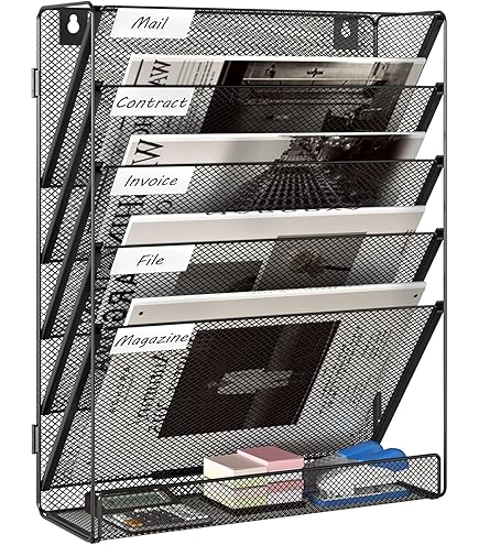 1InTheOffice Letter Trays For Desk Stackable, Front-Load Mesh Desk Tray Organizer, Black, 2 Pack