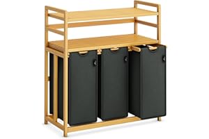 ADEL DREAM AdelDream Cesto portabiancheria 150L 3 scomparti 2 ripiani Sacco portabiancheria allungabile e rimovibile Grigio