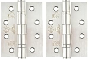 IRONZONE SHI43SSS Pair of Ball Bearing Fire Rated Hinges 4" x 3" Satin Stainless Steel 102mm