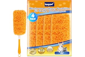 KEEPOW Wiederverwendbar Staubmagnet Nachfüllpack Kompatibel mit Swiffer Staubmagnet XXL & Swiffer Duster 360°Starter kit, Duster Nachfüllpack für Swiffer staubwedel, 4 Pack für Swiffer-staubmagnet