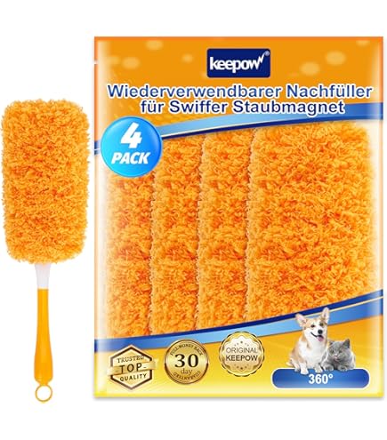 20 Recharges Plumeau 360° + Manche - Compatible Swiffer, Anti-Poussière