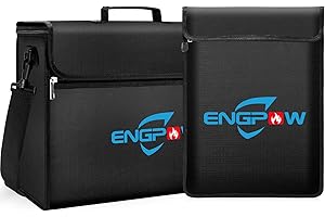 ENGPOW Fireproof Document Box 43 x 31 x 13 cm File Storage Box 2pcs Fire & Water Resistant Document Bag Organizer for A4 Document,Laptop, Smart Phone,Cash,Jewelry,Passport,Certificates,Valuables without Lock