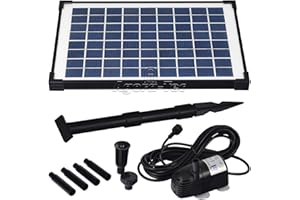 Agora-Tec - Pompa per laghetto a energia solare, 10 W, portata max600 l/h, altezza getto a fontana 1 m, adatto per piccoli laghetti o fontane