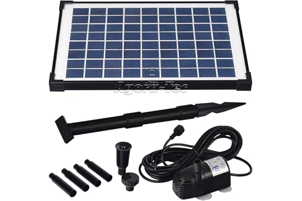 Agora-Tec AT-10W Pompe solaire pour étang ou fontaine 10 WDébit max. 600 l/h Hauteur fontaine 1 m