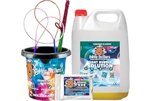 Bubble Brothers Riesenseifenblasen Set für Kinder 6 Teiliges 3 Seifenblasenstäbe 10 Liter (5+5) Seifenblasenflüssigkeit und Bubble Eimer Seifenblasen Set für Kindergeburtstag Hochzeit Seifenblasenstab