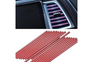Huiguli Auto Zubehör Innerraum, 30 Stück Auto Lüftungsschlitz Dekoration, PVC Auto Luftauslass Dekoration Streifen, 20 cm Auto Deko Zierstreifen (Rot)