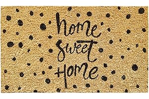 BANZAII TEXTILE INNOVATOR ONLINE Banzaii Felpudo de Coco Entrada Casa 40x70 cm con Base Antideslizante – Home Sweet Home Pois