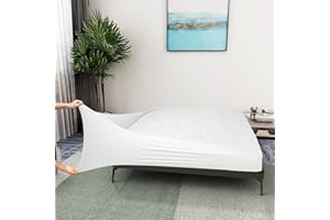 ALYVIA SPRING Funda de somier tamaño Queen, Falda de Cama elástica de Punto de Jersey Alrededor de 4 Lados para Hotel y hogar, tamaño Queen/Queen XL, Color Blanco