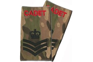 Contact Left Embroidery PAIR ACF/CCF Rank Slides CADET Red on MTP/Multicam (Colour Sergeant)