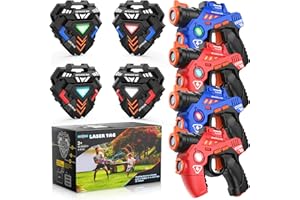 TERRAMUS Mini Laser Tag Guns Set, Infrarrojo con Insignias 4 Pack,Juego para 4 Jugadores Interior Exterior,Actividad de Grupo Juguete para Niños Edad 4 5 6 7