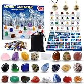 Calendrier De L'Avent Minéraux - 24 Pierres Naturelles, Boîte Collection Cadeau Pour Ados/adultes, 21,5x14,7x3 Cm