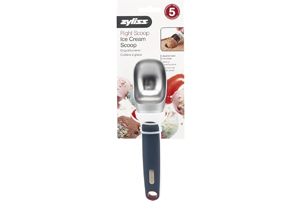 Zyliss E980087 Cuillère à glace, Plastique/Acier Inoxydable, Gris/Blanc, Professionelle Cuillère à Glace/Crème, Passe au Lave-Vaisselle, Garantie 5 ans