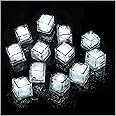 ComeHome Pack of 12 Luminous LED Ice Cube Light for Drinks, White Colour Light Flashing LED Ice Cubes, Waterproof Reusable Luminous Ice Cube Lights for Bar Party Wedding Decoration