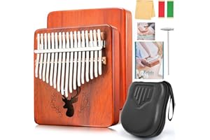 FOUNDOVE Kalimba 17 Keys Thumb Piano, Portable Mbira Sanza African Acacia Wood Finger Piano, Marimba Instrument Gifts for Music Lover Beginners (Brown)