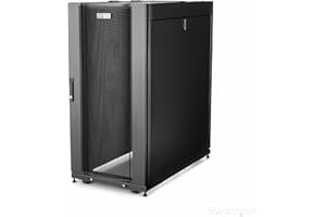 StarTech.com Rack Armario de 25U de Servidores - 4 Columnas - Profundidad Ajustable de 17,8 a 88,9cm (7 a 35in) - con Cerradura - Ventilado - con Ruedas - para Equipo de Redes/Datos/AV (RK2537BKM)