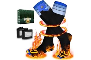 Powate Chaussettes chauffantes, pour Hommes et Femmes, avec Batterie chauffante, 7,4 V/22,2 WH, 3 températures réglables, Gants de Ski, pour Le Ski d'hiver