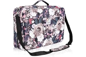 Shulaner 480 Trousse à crayons de couleur pour 480 crayons ou 320 stylos à gel avec fermeture éclair Grande capacité en nylon Pencil Case avec Bandoulière - Rose Gris