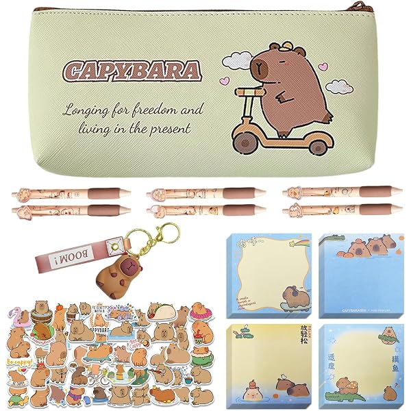 Horuili® Set di cancelleria Capybara, astuccio per matite