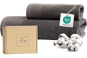 Ferò Set Asciugamani Bagno di Lusso 2 Pezzi, OEKO-TEX 100% Cotone Premium 550 g/m², Ultra Morbido e Assorbente, Design Italiano, Coppia Asciugamani Viso e Bidet, Asciugamano 50x100, 50x30 cm, Grigio