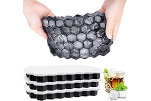 Eiswürfelform Silikon 3 Stück, Aircover 2022 Aufgerüstet Schwarz 37-Fach Ice Cube Tray Eiswürfelform mit Deckel, BPA-frei, Eiswürfelformen für Party Cocktail, Whisky, DIY Projekte, Fruchteiswürfel