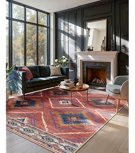 IKEA NÖVLING Rug, Low Pile, 128x195 cm, Dark Blue/Yellow-Brown