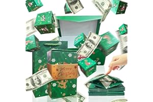 BAEIDO Christmas Surprise Explosion Gift Box, Funny Pop Up Cash from Money Case for Women Men Surprise, DIY Novelty Luxury Folding Xmas Bouncing Money Boxes for Wife Girlfriend Mother Friends
