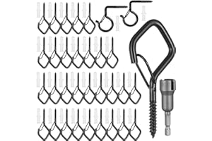 BUT THE COW 32 Pcs Crochet à Visser Noir,Crochet Mural a Vissers,Crochets à Visser en Acier Inoxydable avec Verrouillage de Sécurité,Crochets de Plafond pour Plant Guirland Lumineuses (2 Modèles,avec Perceuse)