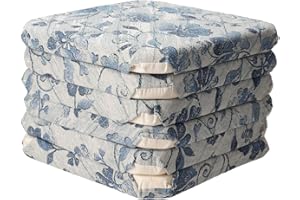 CASA TESSILE Cuscino per sedia sfoderabile con alette jacquard ANAIS cuscini cucina cm 40x40 imbottitura alta 3,5 - BLU, Set 6 pcs