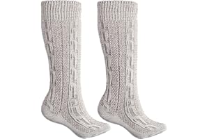 German Wear Trachtensocken klassisch 40cm Lang - Trachten Strümpfe Passend zu kurze Trachtenhosen & Kniebundhosen - Edel gestrickte Socken mit Zopfmuster - aus Baumwolle für Damen & Herren