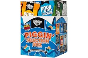 The Snaffling Pig Co. Piggin’ Selection Box – 8 Flavours of Gourmet Pork Crackling, 280 g (Pack of 1) – Legendary Snack Gift for Him or Her