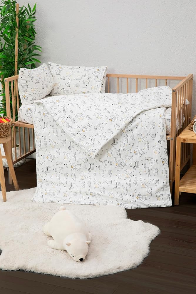 FAVORA Baby%100 Pamuk Happy Bebek Nevresim Takımı - Beyaz, F1846