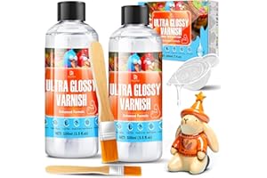 DECORROM Air Dry Clay Glaze, 200ml New Formula Polymer Clay Glaze/ Sealant High Gloss Varnish, Waterproof & Scratch Resistant for Clay, Painting, Ceramics, Wood Prevents Cracking and Wear Remains Crystal Clear