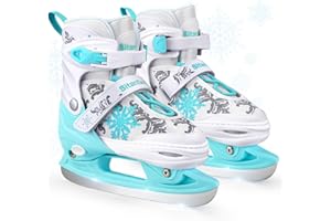 LEAPYOUTH Snowflake Girls Ice Skates, Adjustable Ice Skates for Kids Youth, Beginner Ice Skating Shoes for Outdoor and Rink, Warm Comfortable Lining and Reinforced Ankle Support, Three Awesome Colors Available