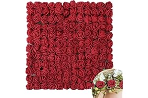 Nevoluxer Rosas Artificiales Rojo Oscuro 144 Piezas Mini Rosas de Espuma para Manualidades Decoración Floral para Bodas San Valentín y Halloween Cabezas de 2.5CM(También Disponible en Blanco)