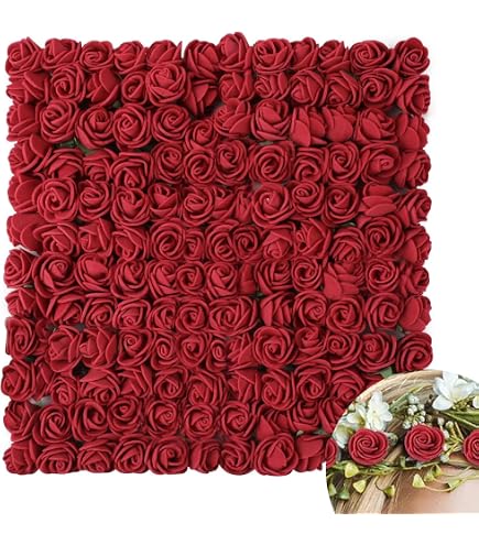 Huaao 144 Rose Artificiali Mini In Schiuma PE - 2 Cm - Teste Di Rosa Blu Scuro - Bouquet Fiori Finti Per Matrimoni, Bomboniere E Artigianato Fai Da Te - 5